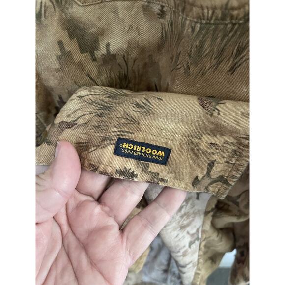 WOOLRICH Mens Long Sleeve Button Shirt Brown with ducks Soft Warm Tan XL - Picture 6 of 6